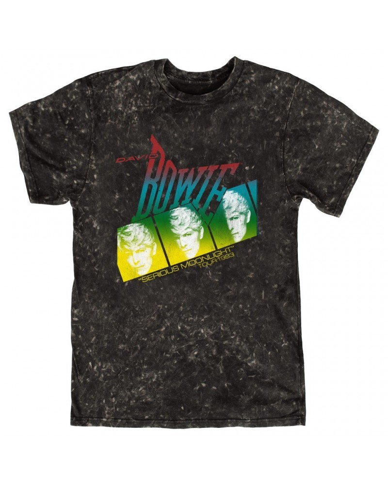 David Bowie T-shirt | Rainbow Ombre Serious Moonlight Concert Distressed Mineral Wash Shirt $10.78 Shirts