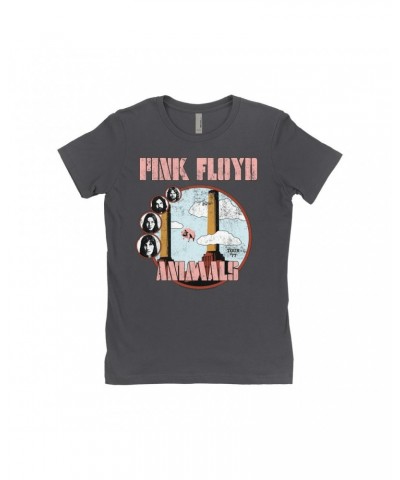 Pink Floyd Ladies' Boyfriend T-Shirt | Animals '77 Tour Pastel Design Distressed Shirt $9.23 Shirts