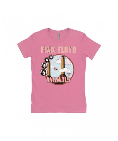 Pink Floyd Ladies' Boyfriend T-Shirt | Animals '77 Tour Pastel Design Distressed Shirt $9.23 Shirts