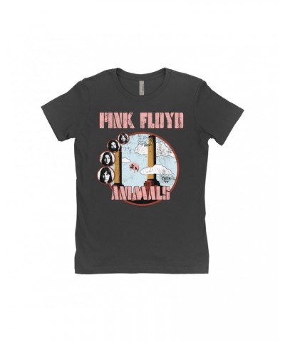 Pink Floyd Ladies' Boyfriend T-Shirt | Animals '77 Tour Pastel Design Distressed Shirt $9.23 Shirts