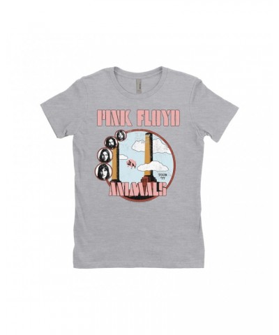 Pink Floyd Ladies' Boyfriend T-Shirt | Animals '77 Tour Pastel Design Distressed Shirt $9.23 Shirts