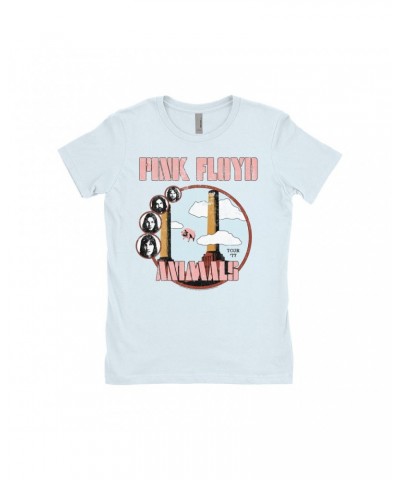 Pink Floyd Ladies' Boyfriend T-Shirt | Animals '77 Tour Pastel Design Distressed Shirt $9.23 Shirts