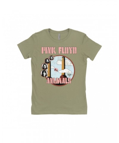 Pink Floyd Ladies' Boyfriend T-Shirt | Animals '77 Tour Pastel Design Distressed Shirt $9.23 Shirts