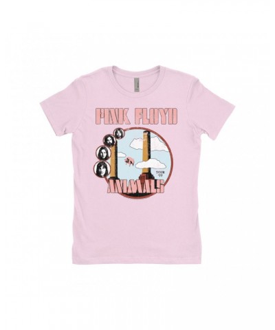 Pink Floyd Ladies' Boyfriend T-Shirt | Animals '77 Tour Pastel Design Distressed Shirt $9.23 Shirts