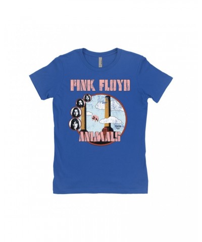 Pink Floyd Ladies' Boyfriend T-Shirt | Animals '77 Tour Pastel Design Distressed Shirt $9.23 Shirts