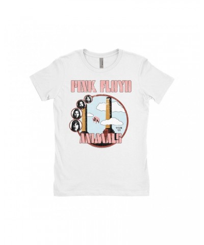 Pink Floyd Ladies' Boyfriend T-Shirt | Animals '77 Tour Pastel Design Distressed Shirt $9.23 Shirts