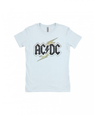 AC/DC Ladies' Boyfriend T-Shirt | Gold Bolt Logo Distressed Shirt $11.23 Shirts