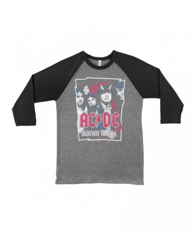 AC/DC 3/4 Sleeve Baseball Tee | Highway To Hell Pink Design Distressed Shirt $9.58 Shirts