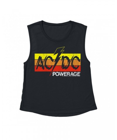 AC/DC Ladies' Muscle Tank Top | Powerage Logo Banner Shirt $13.18 Shirts