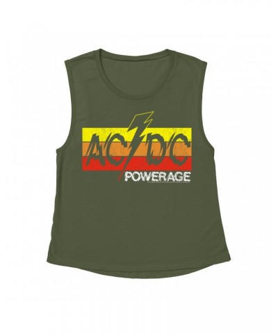 AC/DC Ladies' Muscle Tank Top | Powerage Logo Banner Shirt $13.18 Shirts