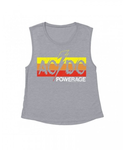 AC/DC Ladies' Muscle Tank Top | Powerage Logo Banner Shirt $13.18 Shirts