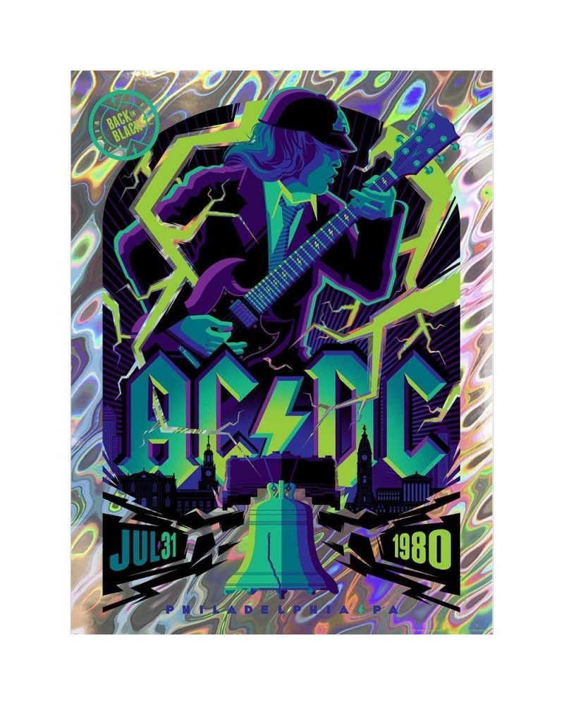 AC/DC JULY 31 1980 PHILADELPHIA PA POSTER MIDNIGHT LAVA FOIL VARIANT $28.00 Decor