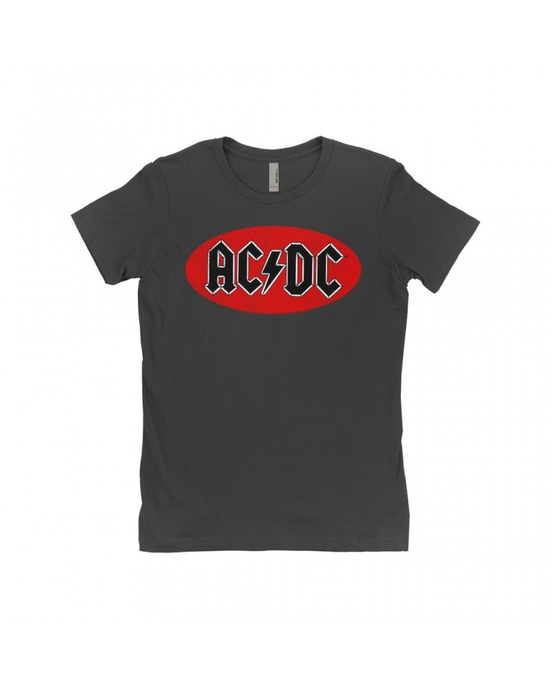 AC/DC Ladies' Boyfriend T-Shirt | Bumper Sticker Logo Distressed Shirt $8.73 Shirts