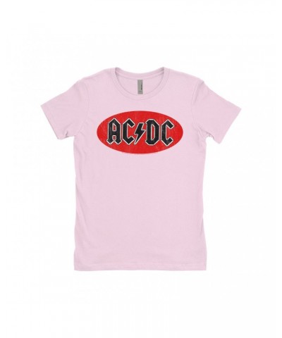 AC/DC Ladies' Boyfriend T-Shirt | Bumper Sticker Logo Distressed Shirt $8.73 Shirts