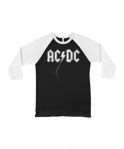 AC/DC 3/4 Sleeve Baseball Tee | Lightning Strike Logo Shirt $12.58 Shirts