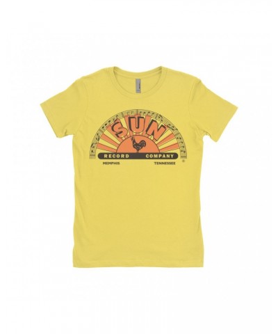 Sun Records Ladies' Boyfriend T-Shirt | Orange Brown Half Logo Shirt $10.48 Shirts