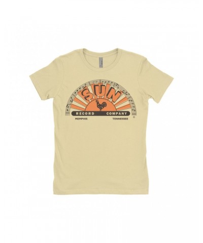 Sun Records Ladies' Boyfriend T-Shirt | Orange Brown Half Logo Shirt $10.48 Shirts