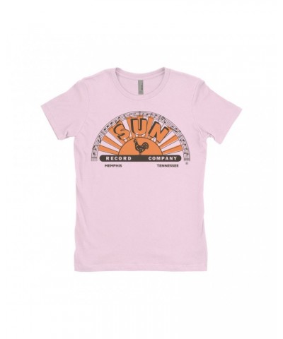 Sun Records Ladies' Boyfriend T-Shirt | Orange Brown Half Logo Shirt $10.48 Shirts