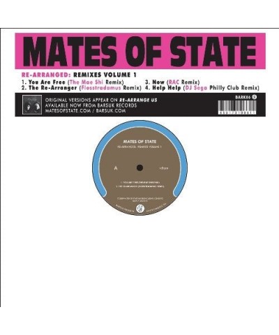 Mates of State RE-ARRANGED: REMIXES 1 Vinyl Record $5.06 Vinyl