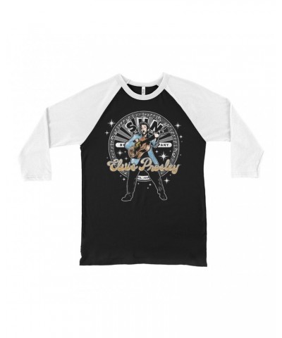 Elvis Presley Sun Records 3/4 Sleeve Baseball Tee | Singing With Record Label Logo Sun Records Shirt $10.48 Shirts