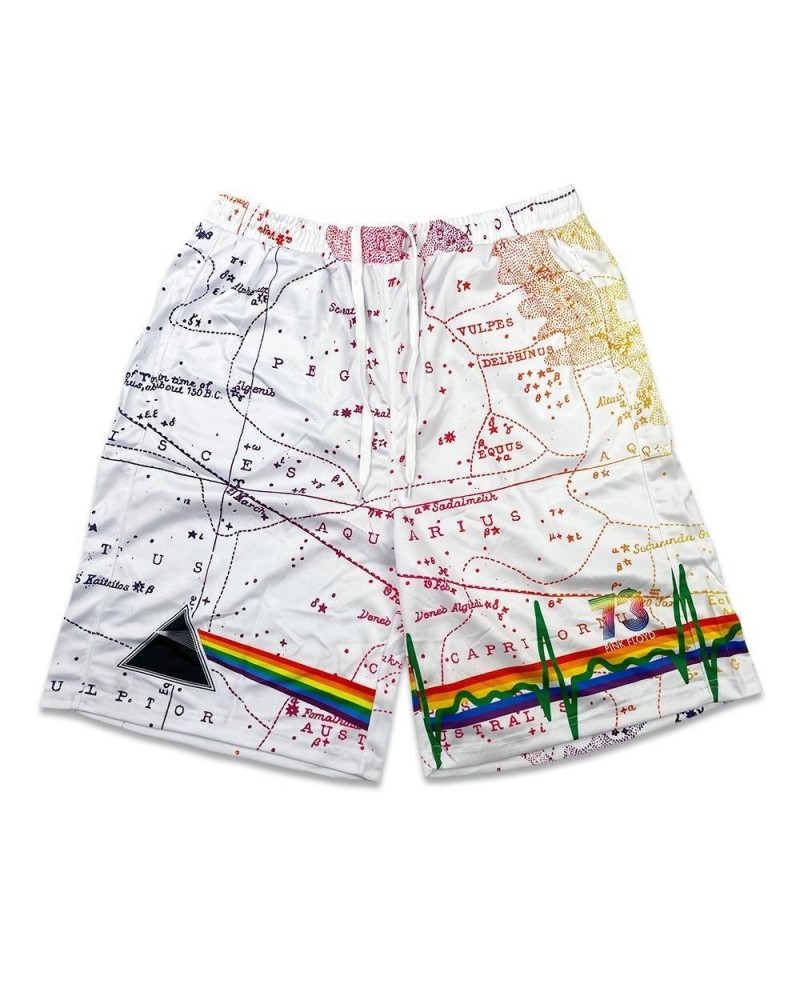 Pink Floyd Dark Side of the Moon White Mesh Shorts $26.95 Shorts