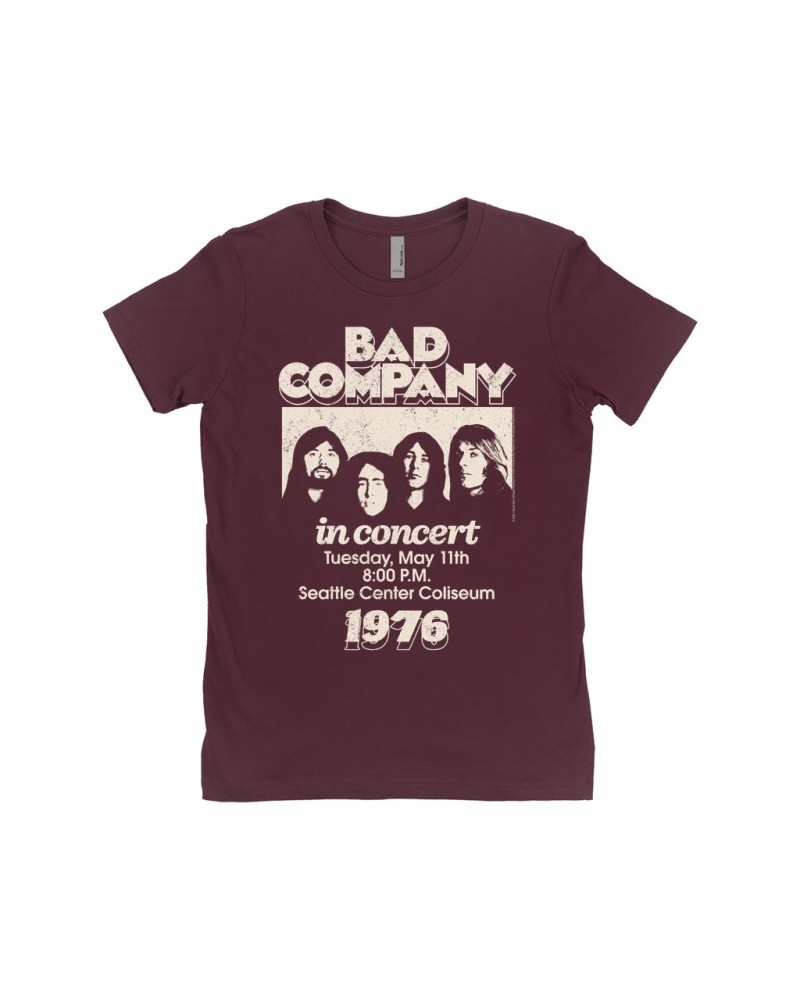 Bad Company Ladies' Boyfriend T-Shirt | Live In Concert Seattle Center 1976 Shirt $8.98 Shirts