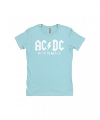 AC/DC Ladies' Boyfriend T-Shirt | Back In Black US White Design Shirt $7.98 Shirts