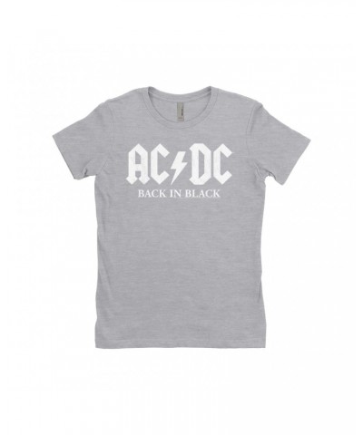 AC/DC Ladies' Boyfriend T-Shirt | Back In Black US White Design Shirt $7.98 Shirts