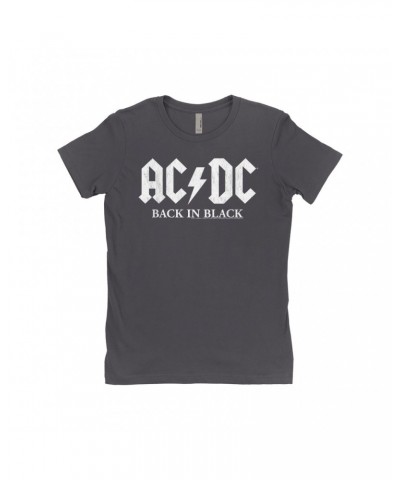 AC/DC Ladies' Boyfriend T-Shirt | Back In Black US White Design Shirt $7.98 Shirts