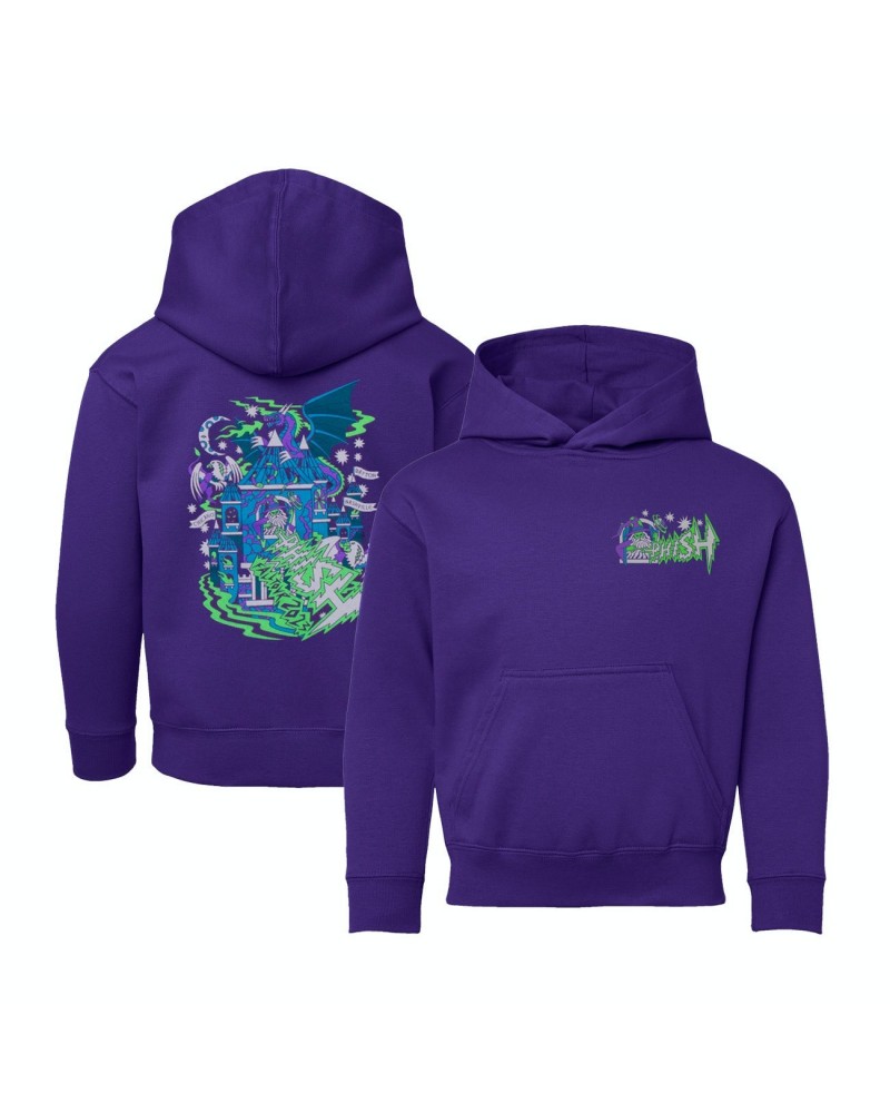 Phish Fall '23 Youth Crumbling Castle Hoodie on Purple $20.70 Sweatshirts