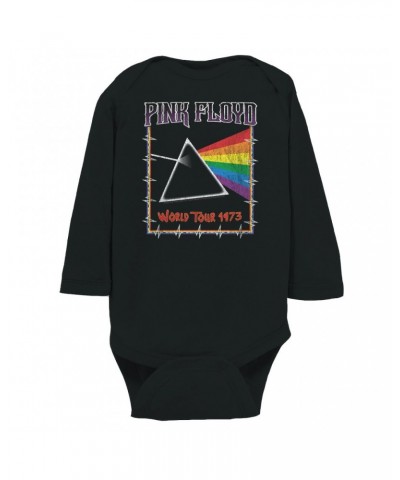 Pink Floyd Long Sleeve Bodysuit | World Tour 1980 Prism Design Distressed Bodysuit $11.94 Shirts