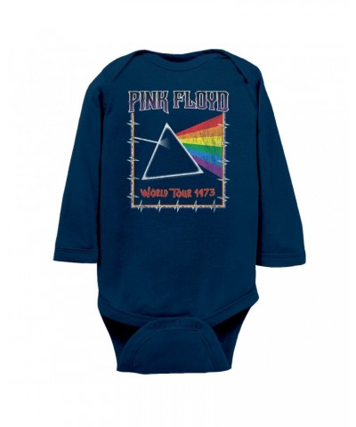 Pink Floyd Long Sleeve Bodysuit | World Tour 1980 Prism Design Distressed Bodysuit $11.94 Shirts