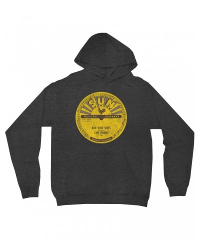 Carl Perkins Hoodie | Blue Suede Shoes Record Label Distressed Hoodie $13.18 Sweatshirts