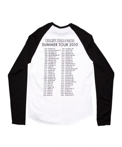 Crosby Stills & Nash Crosby Sills and Nash "2010 Tour Itinerary" Long Sleeve Baseball Shirt $9.40 Shirts