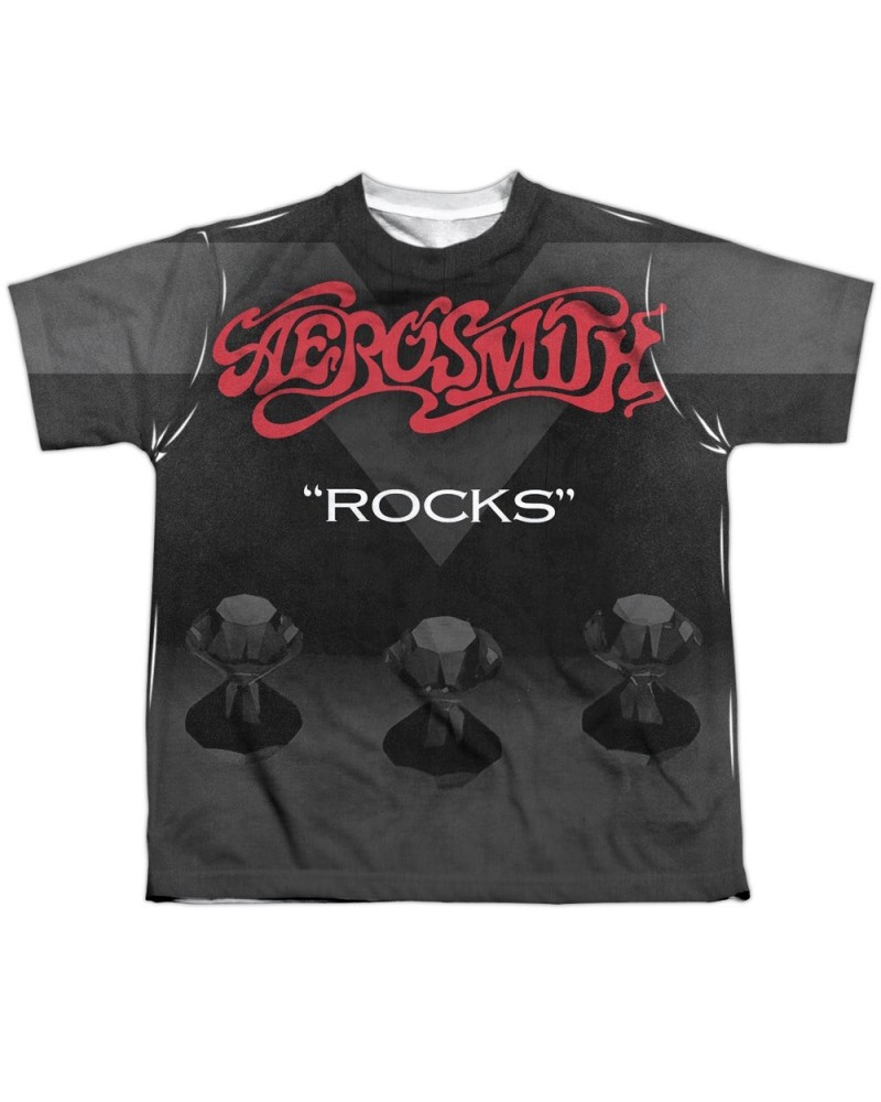 Aerosmith Youth Shirt | ROCKS (FRONT/BACK PRINT) Sublimated Tee $11.50 Kids