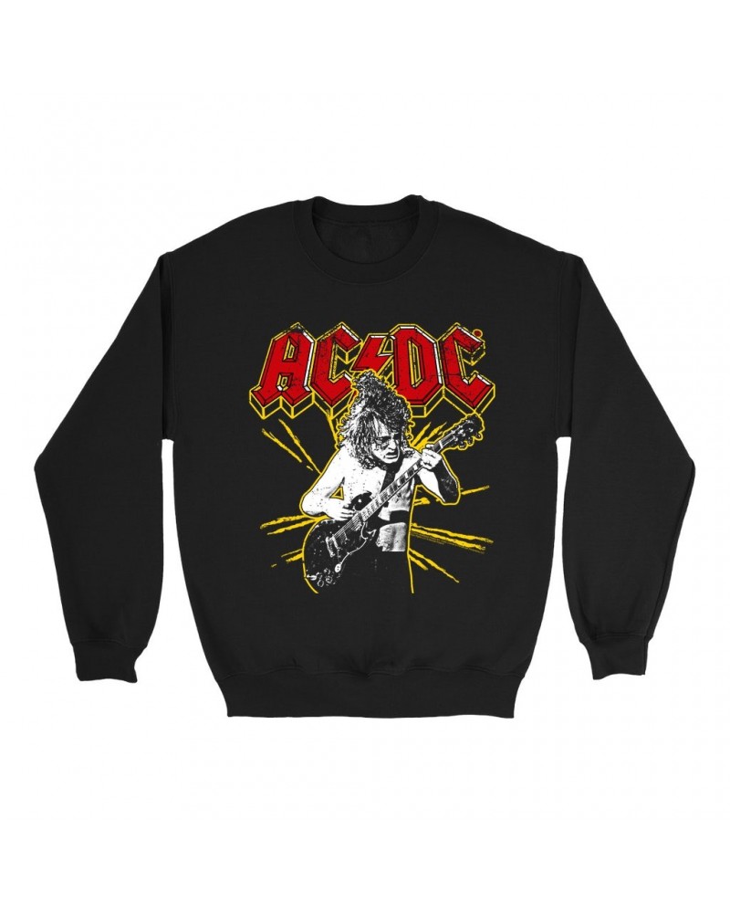 AC/DC Sweatshirt | Angus Red And Yellow Burst Sweatshirt $14.33 Sweatshirts