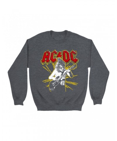 AC/DC Sweatshirt | Angus Red And Yellow Burst Sweatshirt $14.33 Sweatshirts