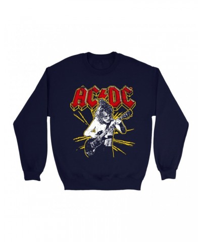 AC/DC Sweatshirt | Angus Red And Yellow Burst Sweatshirt $14.33 Sweatshirts