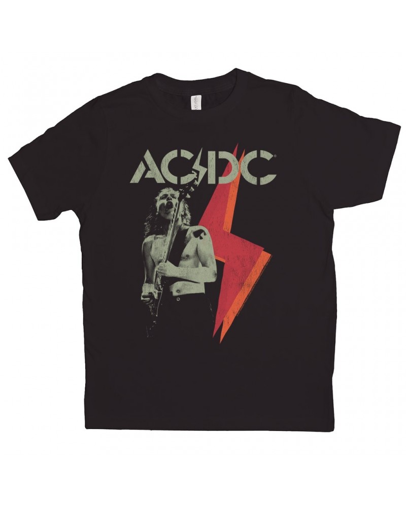 AC/DC Kids T-Shirt | Angus Young Concert Photo Lighting Design Distressed Kids Shirt $10.10 Kids