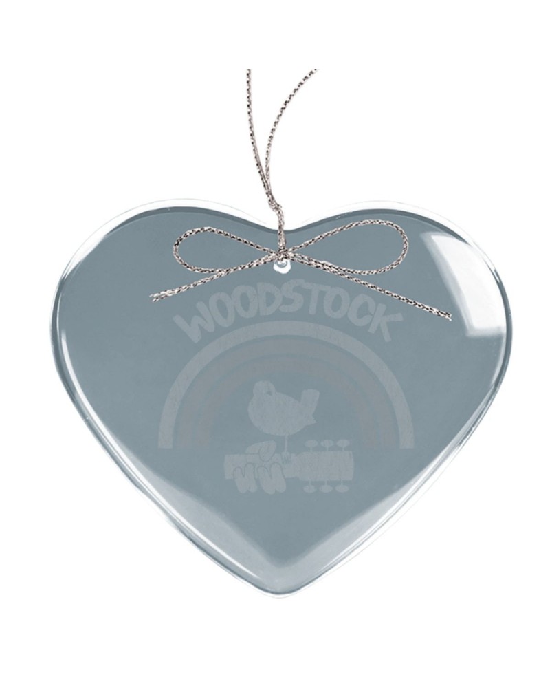 Woodstock Rainbow Heart Laser-Etched Glass Ornament $8.80 Decor