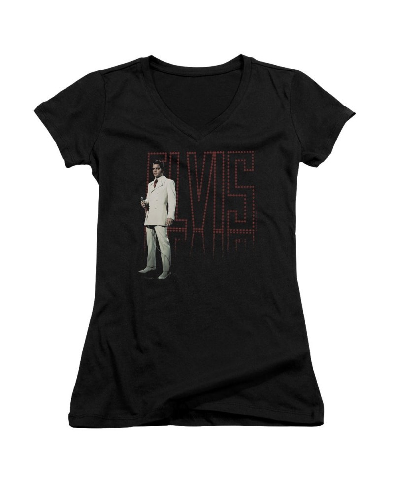 Elvis Presley Junior's V-Neck Shirt | WHITE SUIT Junior's Tee $8.46 Shirts